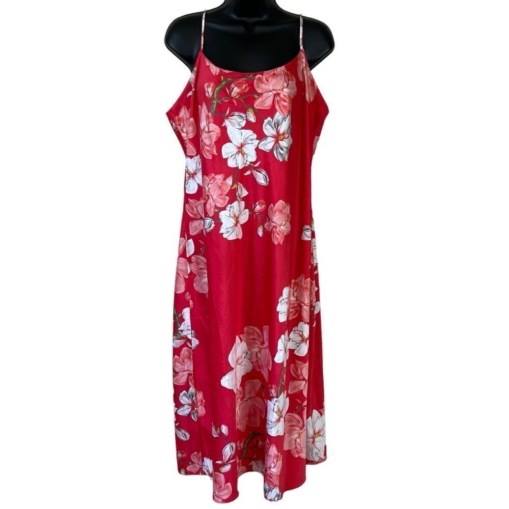 Natori Magnolia Floral Print Satin Chemise Gown
